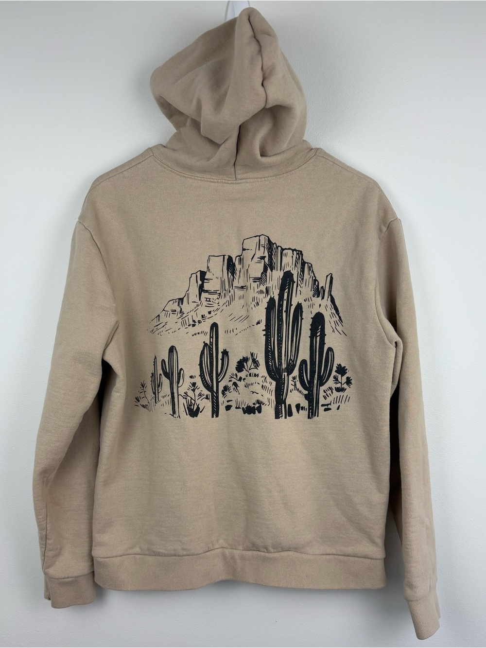 Call Your Mother Beige Cactus Hoodie Medium Good Condition 100% Cotton Unfussy - Picture 3 of 8